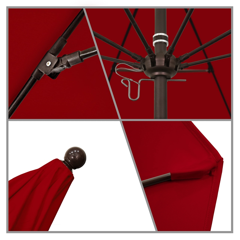 Pemberly Row 9' Bronze Market Umbrella in Jockey Red
