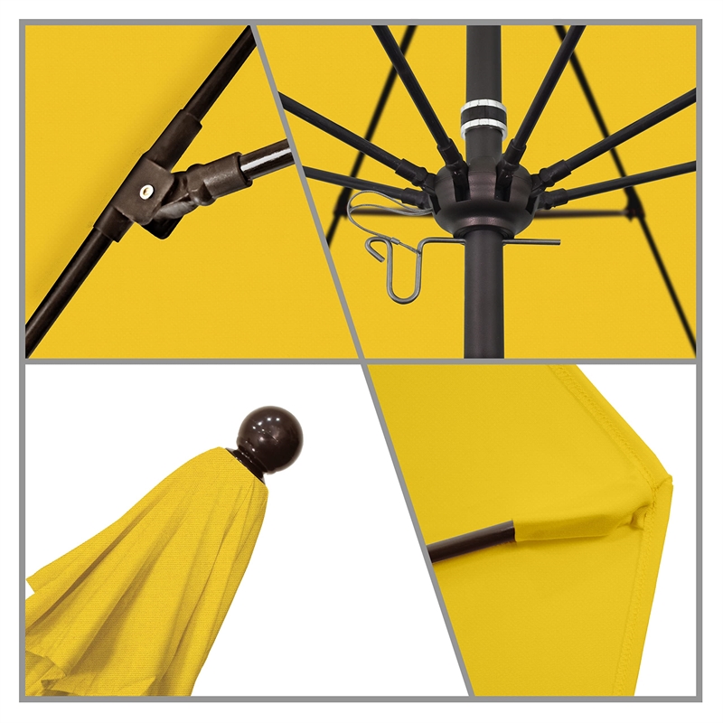 Pemberly Row 9' Bronze Market Umbrella in Olefin Lemon