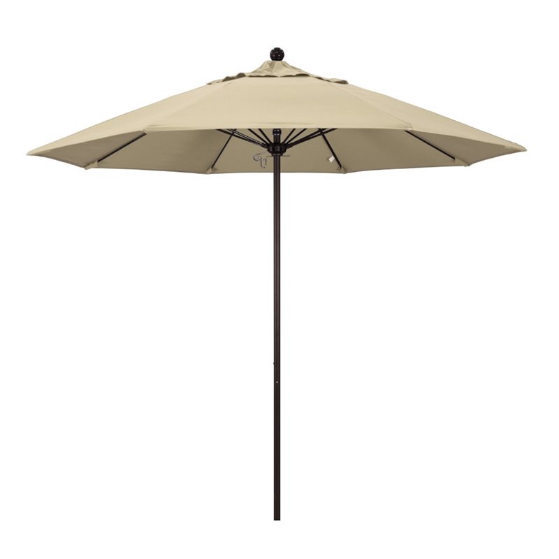 Pemberly Row 9' Bronze Market Umbrella in Pacifica Beige