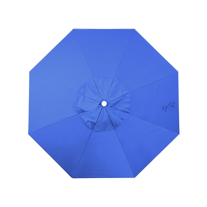 Pemberly Row 9' White Market Umbrella in Olefin Royal Blue