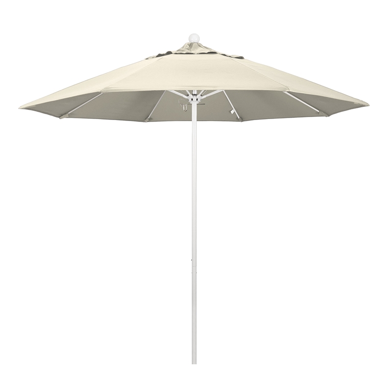 Pemberly Row 9' White Market Umbrella in Olefin Beige