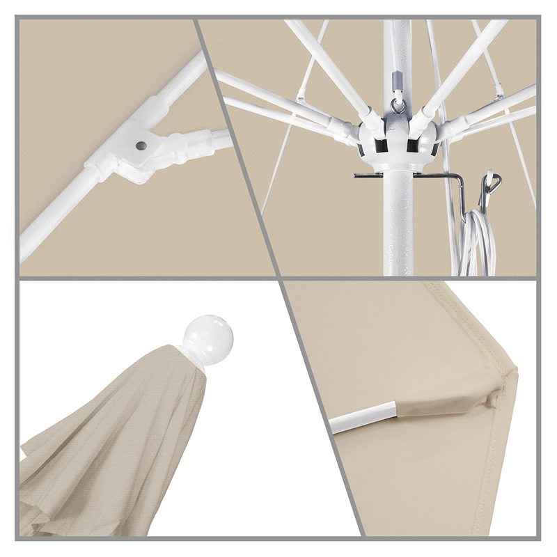 Pemberly Row 9' White Market Umbrella in Olefin Beige