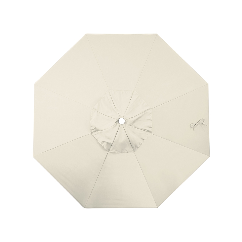 Pemberly Row 9' White Market Umbrella in Olefin Beige