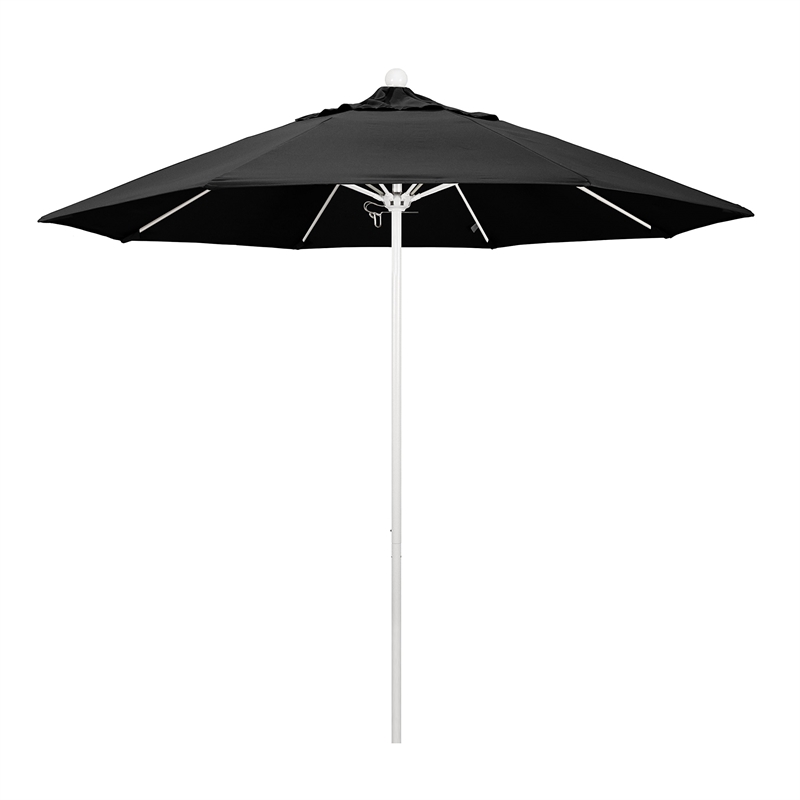 Pemberly Row 9' White Market Umbrella in Olefin Black