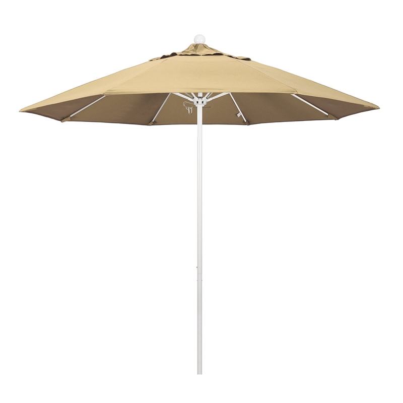 Pemberly Row 9' White Market Umbrella in Pacifica Beige