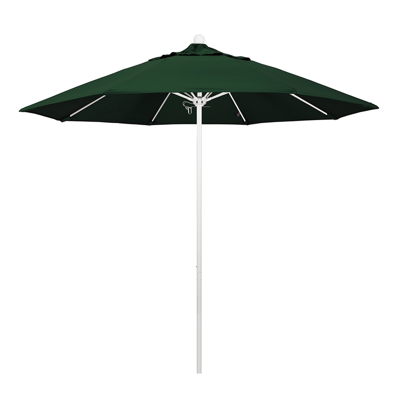 Pemberly Row 9' White Market Umbrella in Pacifica Green
