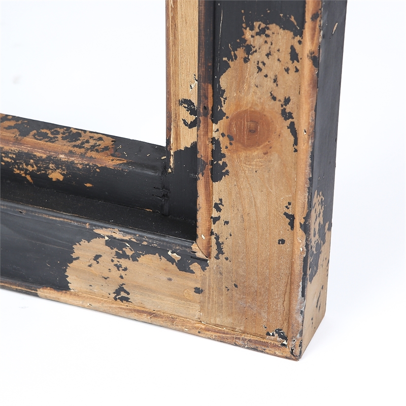 47.5" Wood Arched Window Wall Art in Black and Natural 