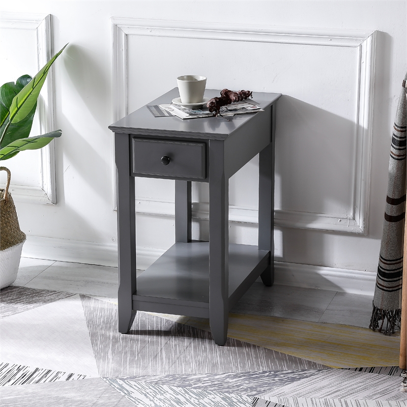 Gray Slim Single Drawer End Table PR47531902781