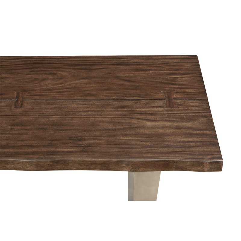 Pemberly Row Keeton Mahogany Dining Bench With Metal Legs Pr