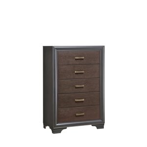 Pemberly Row 5 Drawer Jumbo Chest with Metal Gliding Rail in Mahogany