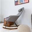 Pemberly Row Mid-Century Modern Tight Back Fabric Rocking Chair in Gray