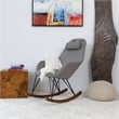 Pemberly Row Mid-Century Modern Tight Back Fabric Rocking Chair in Gray