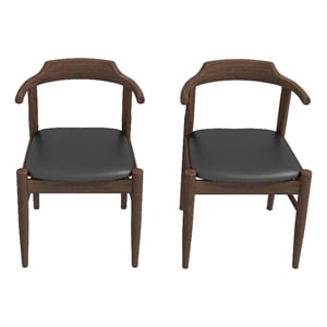 Pemberly Row Faux Leather Black Leather Seat Dining Side Chair (Set of 2)
