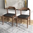 Pemberly Row Faux Leather Black Leather Seat Dining Side Chair (Set of 2)
