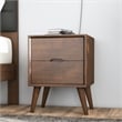 Pemberly Row Mid-Century Modern Solid Wood 2-drawer Night Stand in Brown