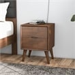 Pemberly Row Mid-Century Modern Solid Wood 2-drawer Night Stand in Brown