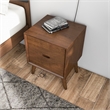 Pemberly Row Mid-Century Modern Solid Wood 2-drawer Night Stand in Brown