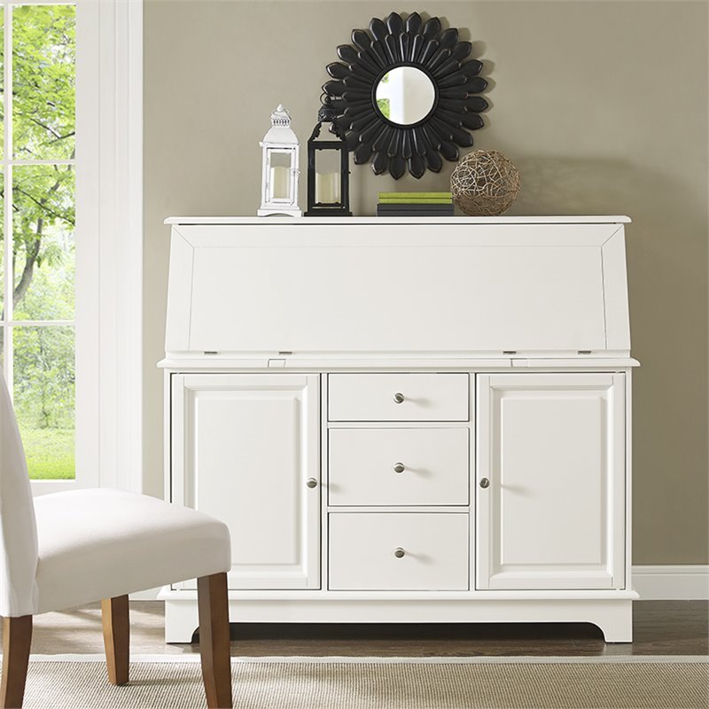 pemberly row fold down desktop home secretary desk with hutch in white pr620827