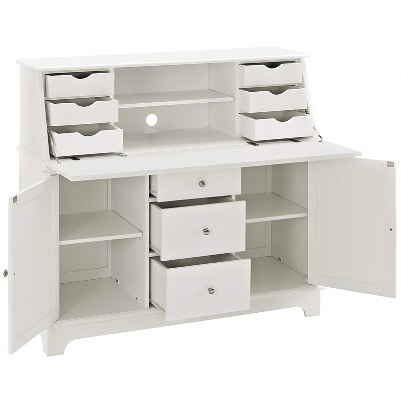 Pemberly Row Fold Down Desktop Home Secretary Desk With Hutch In