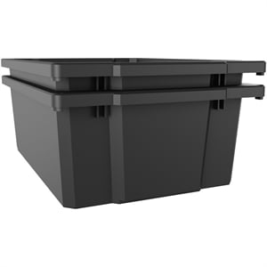 Pemberly Row 6&quot Plastic Storage Bin 2-Pack Graphite/Charcoal