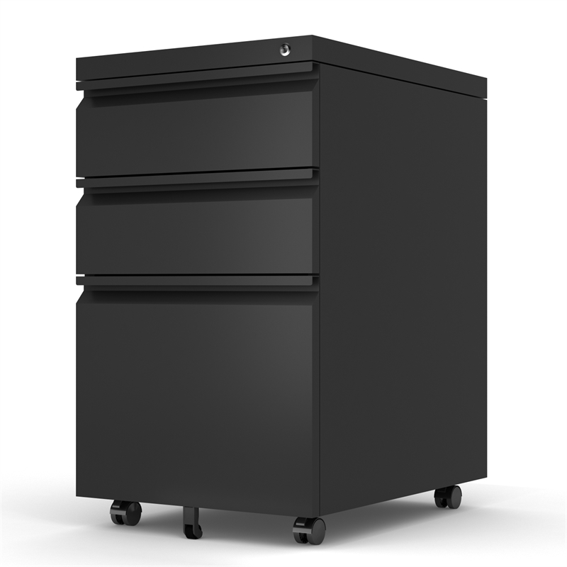 pemberly row 3 drawer metal mobile file with lock in black pr47531947656