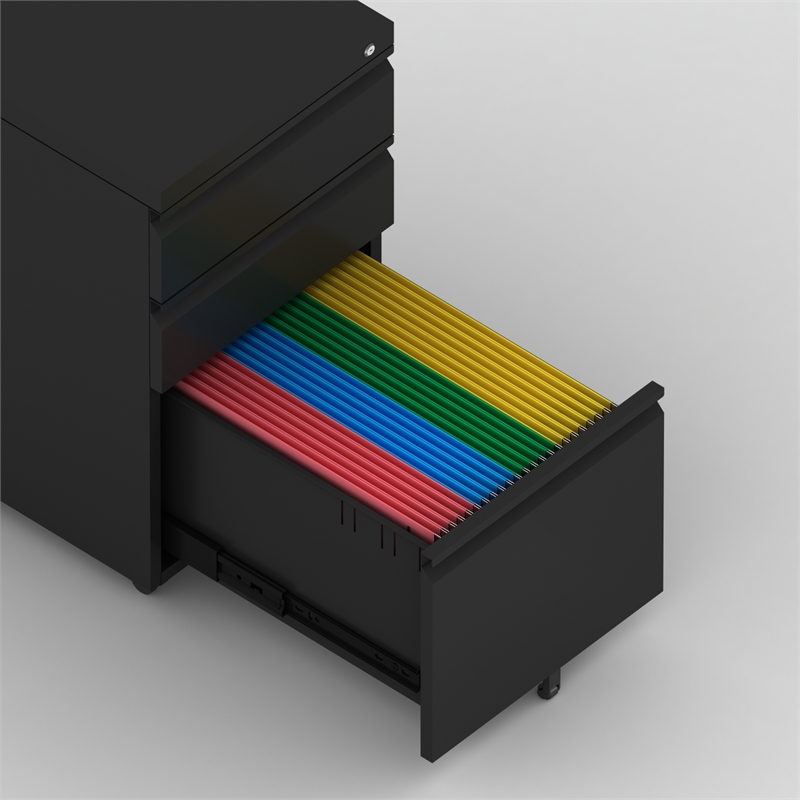 pemberly row 3 drawer metal mobile file with lock in black pr47531947656