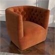 Pemberly Row Contemporary Velvet Tufted Back Swivel Chair in Burnt Orange