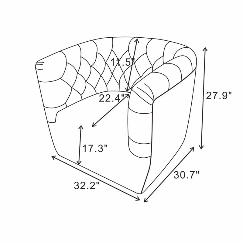 Pemberly Row Contemporary Velvet Tufted Back Swivel Chair in Burnt Orange