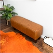 Pemberly Row Mid-Century Modern Genuine Leather Upholstered Bench in Tan
