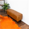 Pemberly Row Mid-Century Modern Genuine Leather Upholstered Bench in Tan