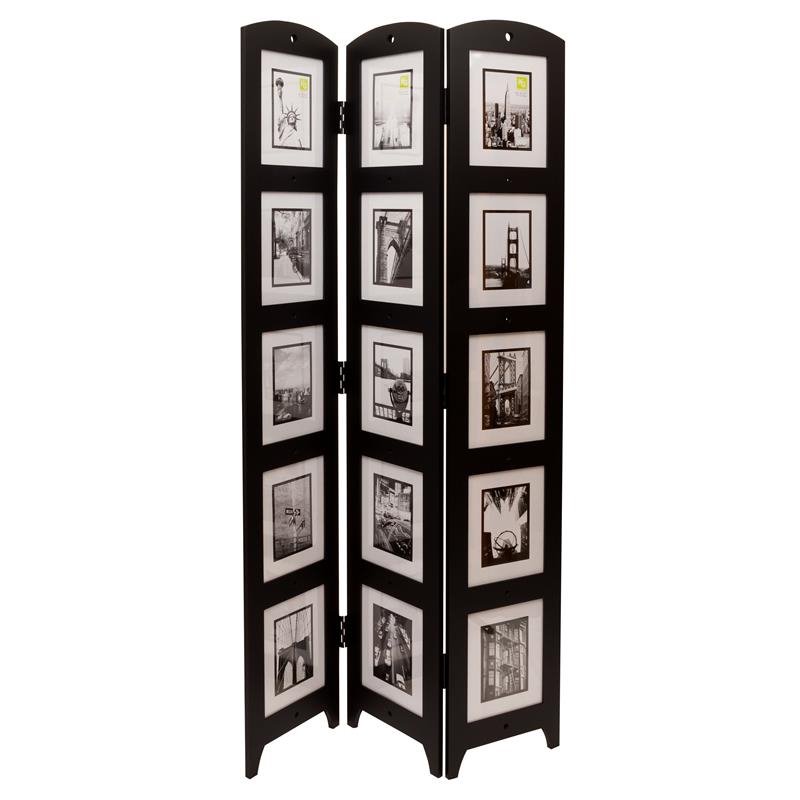 Pemberly Row  Contemporary  Photo 3-Panel Room Divider Black Engineered Wood
