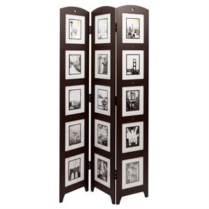 pemberly row  traditional  photo 3-panel room divider espresso engineered wood
