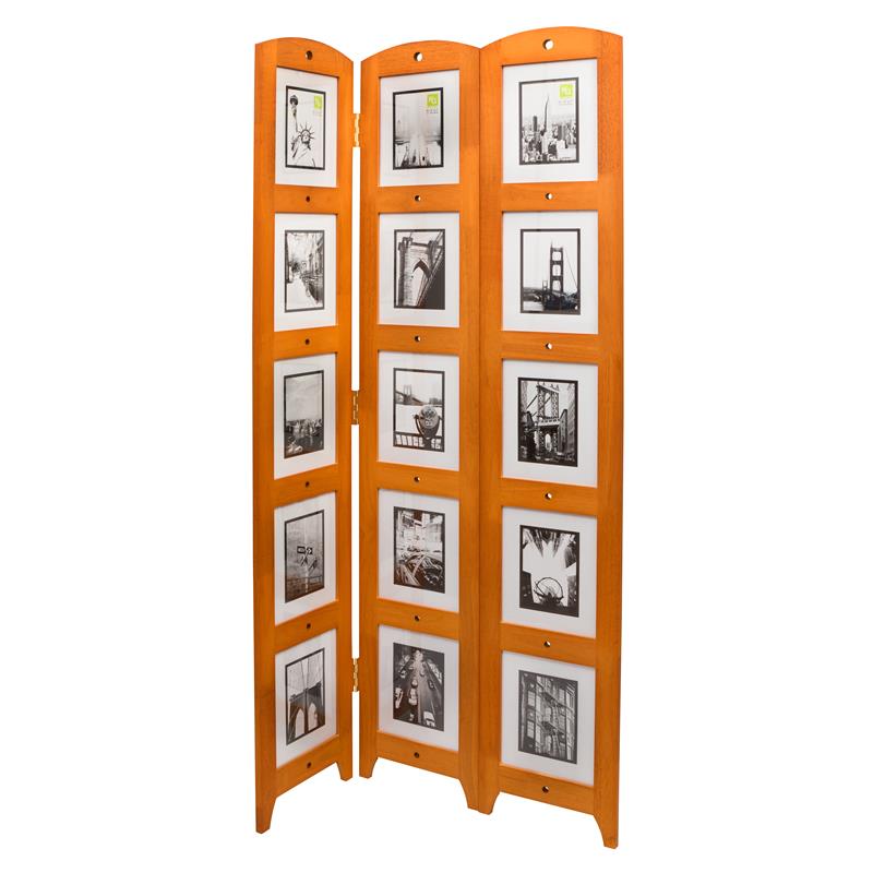Pemberly Row  Traditional  Photo 3-Panel Room Divider Brown Engineered Wood