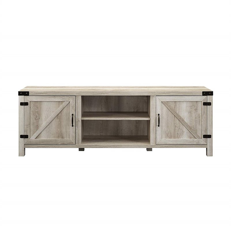 Pemberly Row Modern Wood Barn Door TV Stand for TVs up to 70