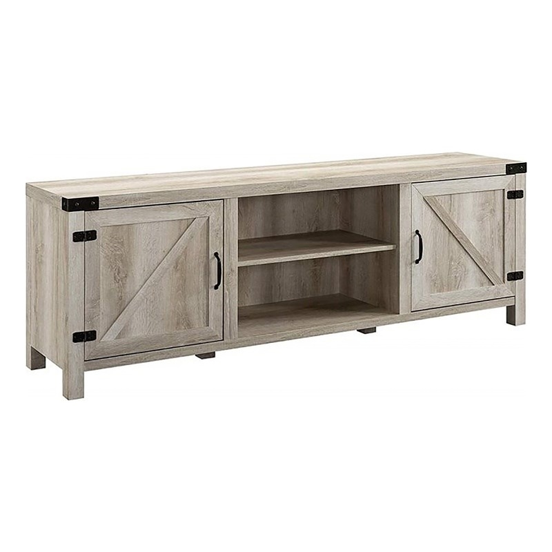 Pemberly Row Modern Wood Barn Door TV Stand for TVs up to 70