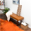 Pemberly Row Mid-Century Modern Rectangular Genuine Leather Bench in Tan