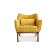 Pemberly Row Mid-Century Velvet Tight Back Armchair with Pillow in Yellow