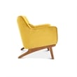 Pemberly Row Mid-Century Velvet Tight Back Armchair with Pillow in Yellow