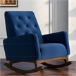 Pemberly Row Mid-Century Modern Tight Back Velvet Rocking Chair in Blue