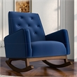 Pemberly Row Mid-Century Modern Tight Back Velvet Rocking Chair in Blue