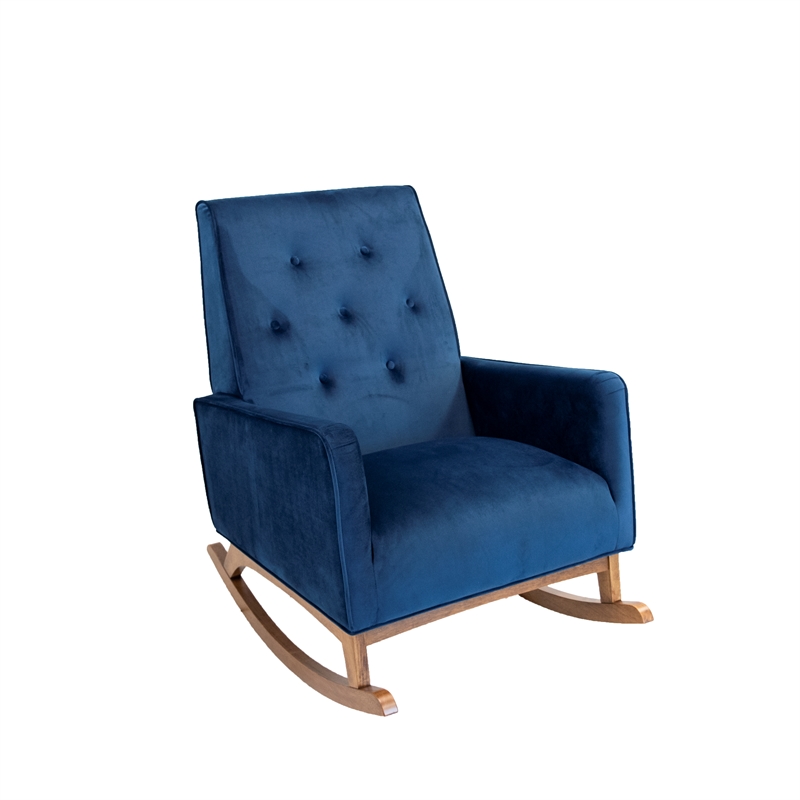 MidCentury Modern Collin Blue Velvet Rocking Chair Cymax Business