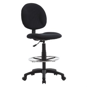 pemberly row armless adjustable ergonomic drafting chair with chrome foot rest in black