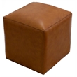 Pemberly Row Square Solid Wood and Genuine Leather Ottoman in Espresso
