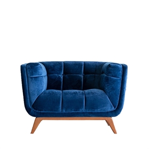 pemberly row mid-century modern allen blue velvet lounge chair