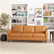 Pemberly Row Genuine Italian Leather Upholstered Sofa in Cognac/Tan