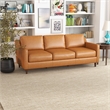 Pemberly Row Genuine Italian Leather Upholstered Sofa in Cognac/Tan