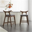 Pemberly Row Square Fabric Upholstered Counter Stool Dark Gray/Walnut (Set of 2)