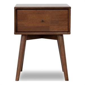 Pemberly Row Mid-Century Modern Wood Night Stand in Brown Walnut