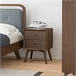 Pemberly Row Mid-Century Modern Solid Wood 2-Drawer Night Stand in Brown