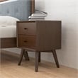 Pemberly Row Mid-Century Modern Solid Wood 2-Drawer Night Stand in Brown